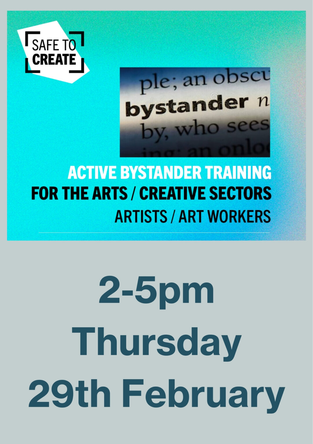 Safe to Create - Active Bystander Training Workshop - Garter Lane